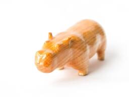 Hand Carved Oak Wood Hippopotamus Figurine Minimalist Behemoth Sculpture - thumbnail 1