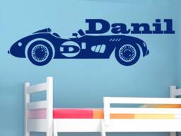 Racing Car Wall Decal Name Personalized Custom Decor Baby Boy Nursery Kids Decals Vinyl Sticker Art Home Mural Sport Ms3