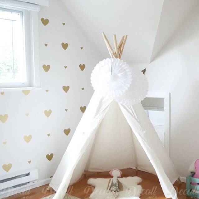 Peel & Stick Heart Wall Decals - Removable Vinyl Stickers Girly Nursery Decor Girl Room Sticker D047 - image 1