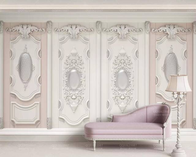 3D White European Wall Mural, Peel & Stick Wallpaper - image 1