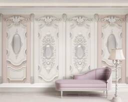 3D White European Wall Mural, Peel & Stick Wallpaper - thumbnail 1