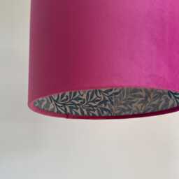 Hot Pink Velvet Drum Lampshade/ Ceiling Shade William Morris Blue Willow Interior - thumbnail 3