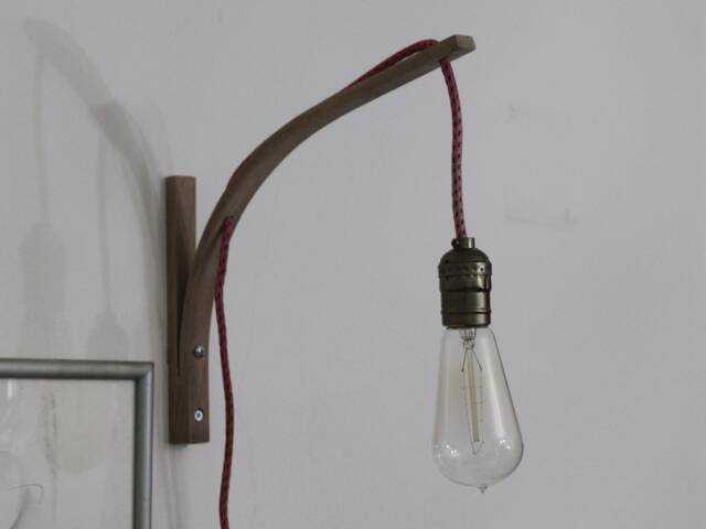 Wall Sconce Wood Lamp Modern Steam Bent Lighting Rustic With Rope Light Fixture Minimalist Handmade Wooden Lamp Walnut - image 1