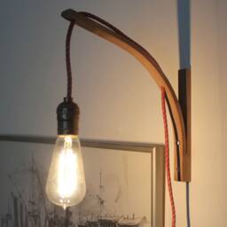 Wall Sconce Wood Lamp Modern Steam Bent Lighting Rustic With Rope Light Fixture Minimalist Handmade Wooden Lamp Walnut - thumbnail 2