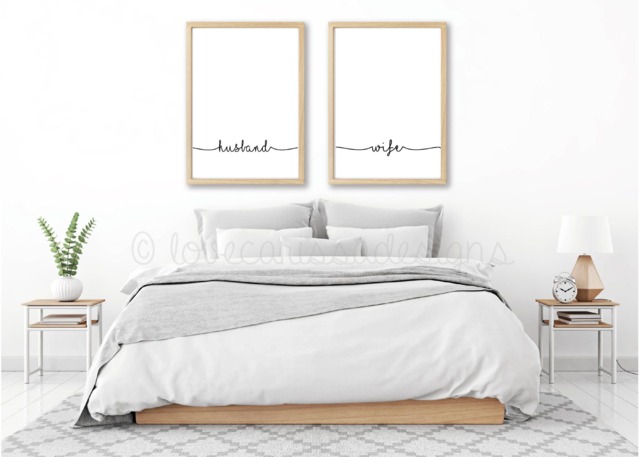 Husband & Wife Print - Engagement Wedding Printable Digital Wall Art Typography Minimalist - image 1