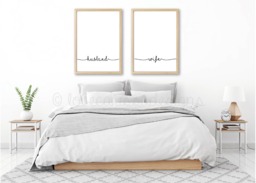 Husband & Wife Print - Engagement Wedding Printable Digital Wall Art Typography Minimalist - thumbnail 1