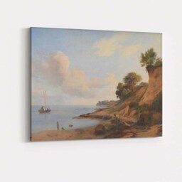 Peaceful Coastal Cliffs Seascape With Sailing Boat Landscape Canvas Wall Art Print Decor Picture Ready To Hang - thumbnail 4