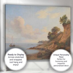Peaceful Coastal Cliffs Seascape With Sailing Boat Landscape Canvas Wall Art Print Decor Picture Ready To Hang - thumbnail 3