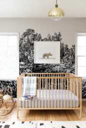 Black & White Stone Hill Wall Covering, Removable Wallpaper, Hand Drawn, Mural, Peel Stick, Repositionable, Decal, Art #39 - thumbnail 1