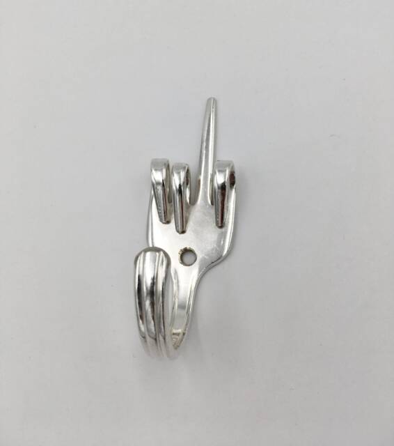 Mini Fork You Key Hook Vintage Reclaimed Silverware Wall Silverplate Hangers - image 1