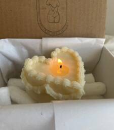 Lace Edge Cream Cake Candle, Soy Beeswax, Birthday Gift For Her, Handmade Home Decor
