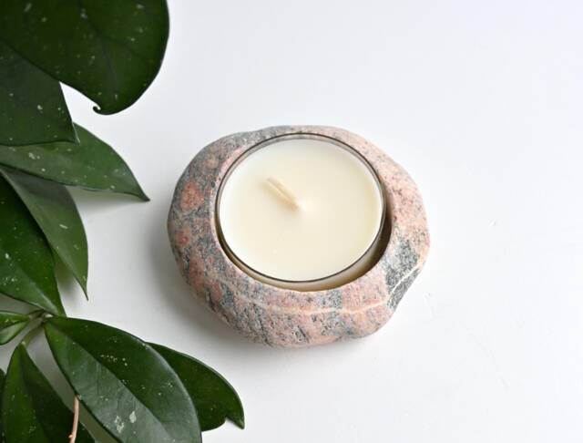 Large Tealight Holder, Maxi Stone Pebble Candleholder, Coastal Rock Xl Beach Oversized Holder - image 1
