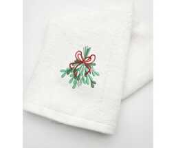 Embroidered Mistletoe Hand Towel Christmas Holiday Decor - 50x90cm - thumbnail 1
