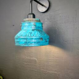 Industrial Copper Sconce - Rustic Patina Wall Lamp, Handmade Fixture - thumbnail 2
