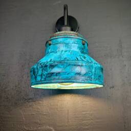 Industrial Copper Sconce - Rustic Patina Wall Lamp, Handmade Fixture - thumbnail 3