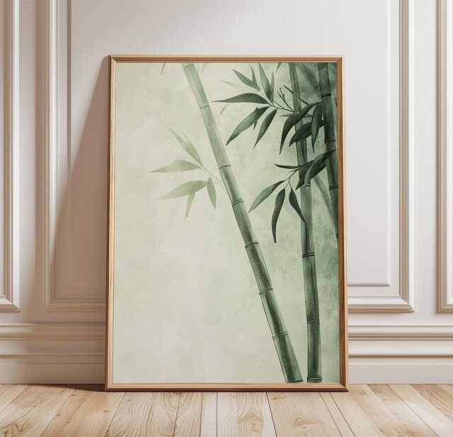Bamboo Wall Art Poster - Japanese Zen Nature Print Minimal Botanical Decor Calm Neutral Interior Artwork - image 1