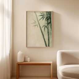 Bamboo Wall Art Poster - Japanese Zen Nature Print Minimal Botanical Decor Calm Neutral Interior Artwork - thumbnail 3