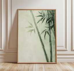 Bamboo Wall Art Poster - Japanese Zen Nature Print Minimal Botanical Decor Calm Neutral Interior Artwork