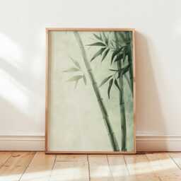 Bamboo Wall Art Poster - Japanese Zen Nature Print Minimal Botanical Decor Calm Neutral Interior Artwork - thumbnail 4