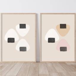 Color Onigiri Art, Japanese Food Modern Giclee Print, Fine Art Paper Home & Kitchen Decor For The Lover - thumbnail 2