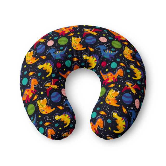 Space Dinosaurs Nursing Pillow Cover - Colorful Planets, Stars Pattern - image 1