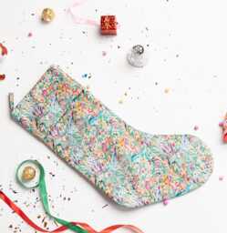 Luxury Mulberry Silk Christmas Stocking, Handpainted Design, Padded, Loop For Hanging, Gift Christmas, Unique Home Decor - thumbnail 1