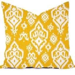 Pillow Cover Throw Accent - Aqua Turquoise Blue Yellow Modern Lattice Ikat 16x16, 18x18 - thumbnail 3