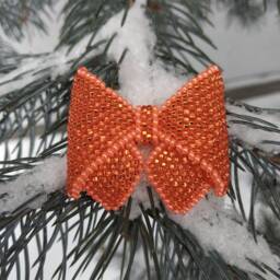 Bead Bow, Decoration For The Christmas Tree, A Gift, Decoration, New Year's Handicraft, Home - thumbnail 2