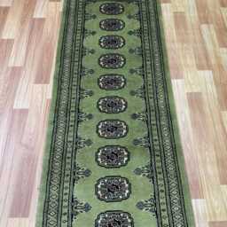 2x6 Green Color Bokhara Rug - 0.60x180 cm Hallway Stairs Bukhara Runner Woolen Afghan Silver - thumbnail 3