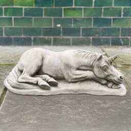 Sleeping Unicorn Statue Concrete Horse Figurine For Garden Mythical Sculpture Outdoor Stone Animal Ornament Yard Decoration Gift - thumbnail 2