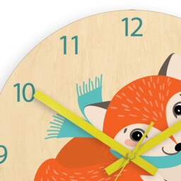Kids Wall Clock - Fox Autumn With Personalizen Name, Wood Clock, Large Clock Childrens Room Wall Art Woodland - thumbnail 2