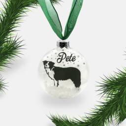 Border Collie Dog Personalised Ornament - Custom Glass Christmas Bauble - thumbnail 2
