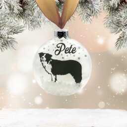 Border Collie Dog Personalised Ornament - Custom Glass Christmas Bauble