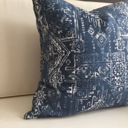 Indigo Pillow Cover, Blue Bobo Tribal Print Pillow, Many Sizes - thumbnail 3