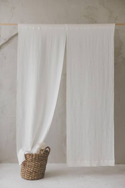 Off White Linen Noren Curtain, Handcrafted Japanese Room Divider, Elegant & Versatile Home Decor, Soft Doorway Hanging - image 1