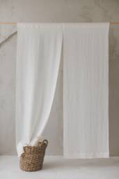 Off White Linen Noren Curtain, Handcrafted Japanese Room Divider, Elegant & Versatile Home Decor, Soft Doorway Hanging - thumbnail 1