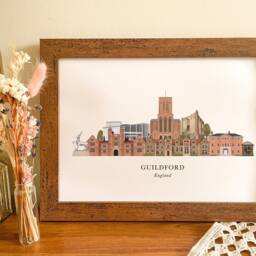 Guildford Skyline Print, Hand Drawn Illustrated Poster, Colourful Wall Art, Housewarming Gift, Detailed Surrey Cityscape - thumbnail 3