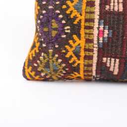 Kilim Lumbar Pillow Cover - 12x24 Turkish Bohemian Cushion - thumbnail 2
