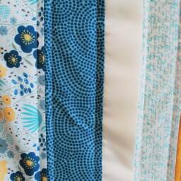 Reduced Blue, Teal, & Gold Baby Quilt For Girl, Floral Blanket, Blue & Teal Flowers Gift, Newborn Blanket - thumbnail 3