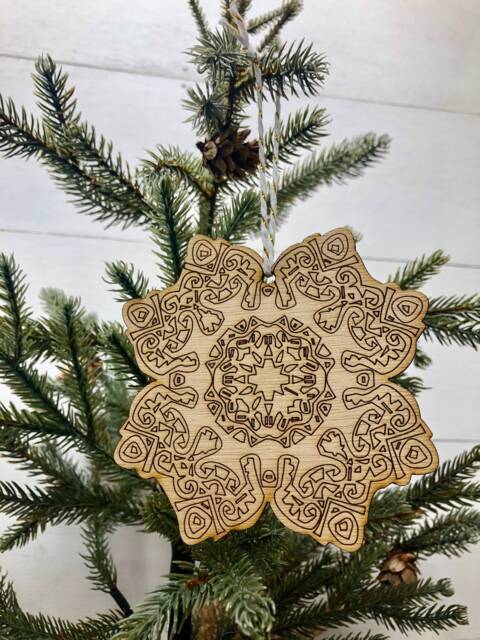 Boho Christmas Ornament, Style Wooden Decor, Natural Wood Bohemian Home Tree Holiday Decoration - image 1