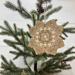 Boho Christmas Ornament, Style Wooden Decor, Natural Wood Bohemian Home Tree Holiday Decoration - thumbnail 2