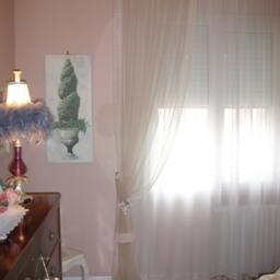 Curtain With Embrasse in Tulle & Lace Rose Satin - thumbnail 4