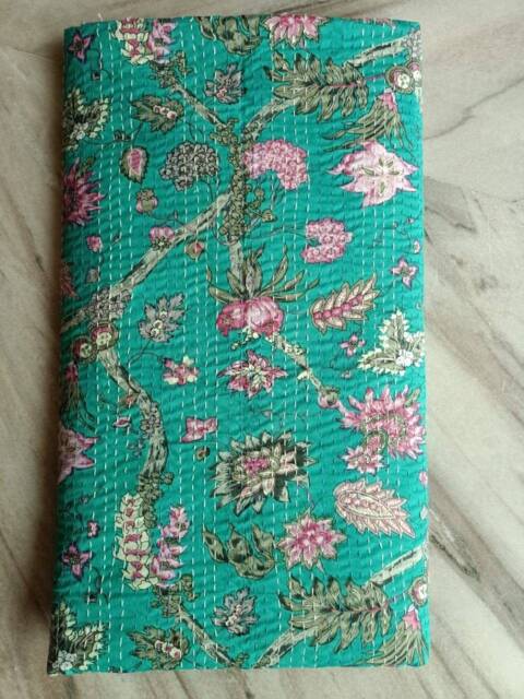 Indian Quilt Handmade New Floral Print Kantha Quilt, Throw, Bedspread Gudri Blanket Size Multi - image 1