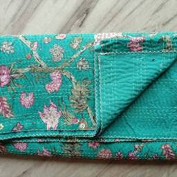 Indian Quilt Handmade New Floral Print Kantha Quilt, Throw, Bedspread Gudri Blanket Size Multi - thumbnail 4