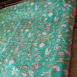 Indian Quilt Handmade New Floral Print Kantha Quilt, Throw, Bedspread Gudri Blanket Size Multi - thumbnail 2