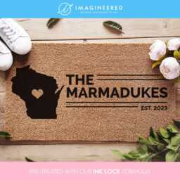 Custom Wisconsin State Doormat - Personalized Mat Usa Map Custom Family Name Door Couple Gifts New Home Gift - thumbnail 1