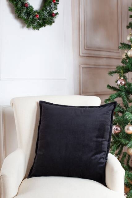Black Velvet Pillow Cover, Gray Cushion Cover - image 1