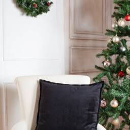 Black Velvet Pillow Cover, Gray Cushion Cover - thumbnail 2