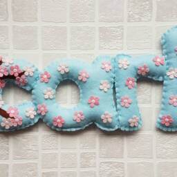 Felt Name Banner. Cherry Blossom Theme. Childrens Bedroom Decor. Nursery Personalised Baby Gift. Christening Gift - thumbnail 3