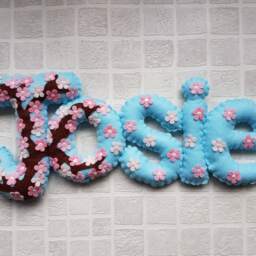 Felt Name Banner. Cherry Blossom Theme. Childrens Bedroom Decor. Nursery Personalised Baby Gift. Christening Gift - thumbnail 2